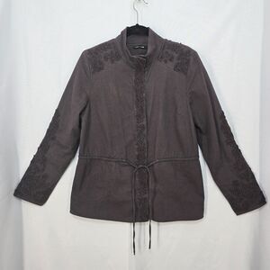 Anthropologie Love Sam Jacket Woman Medium Brown‎ Embellished Beaded Accents